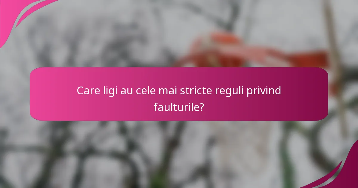 Care ligi au cele mai stricte reguli privind faulturile?