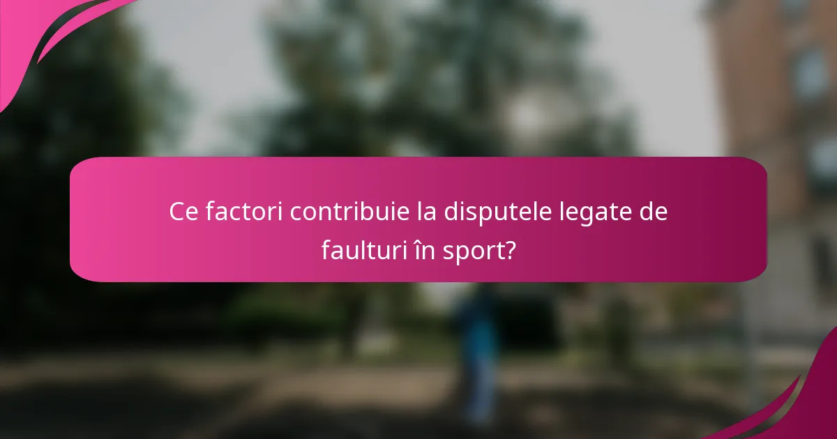 Ce factori contribuie la disputele legate de faulturi în sport?