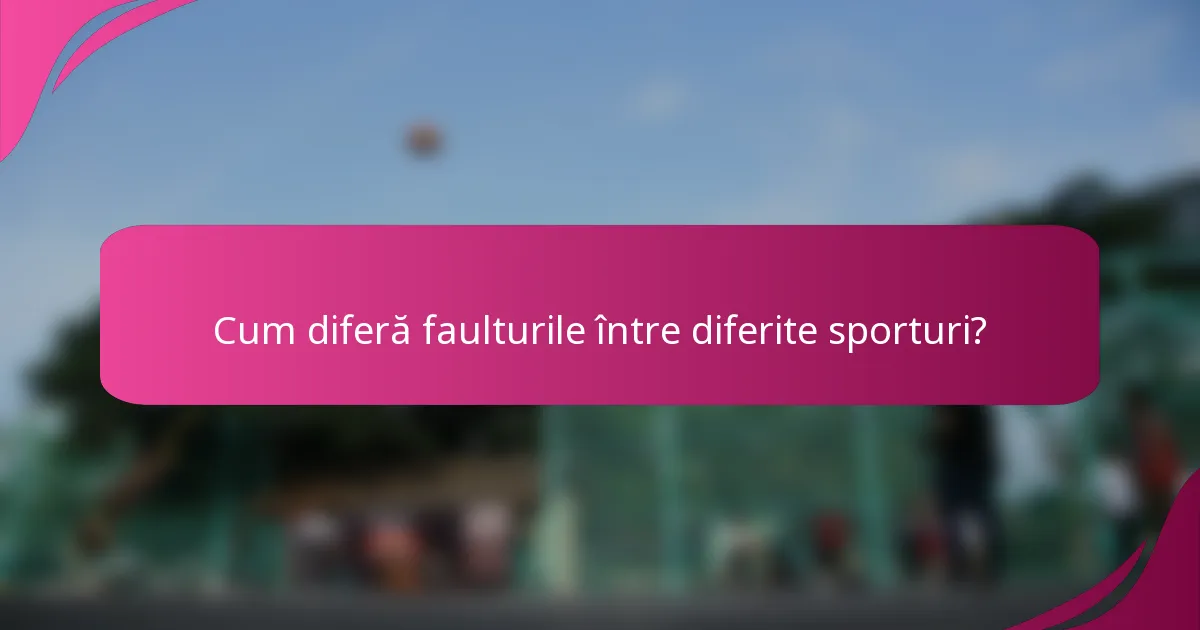 Cum diferă faulturile între diferite sporturi?