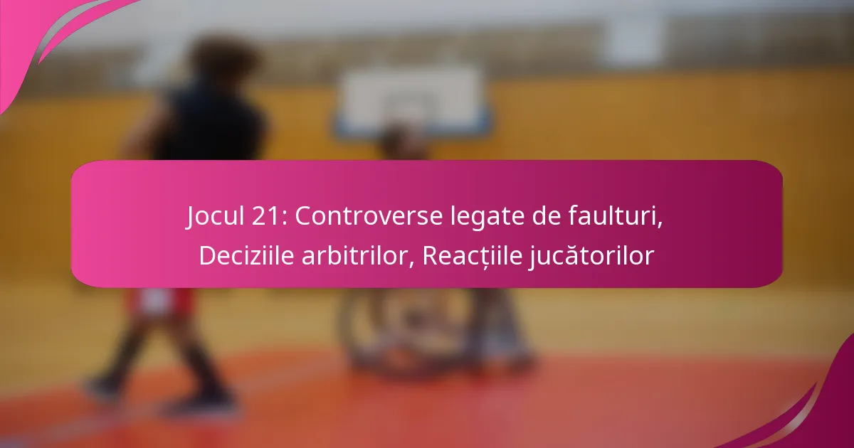 Jocul 21: Controverse legate de faulturi, Deciziile arbitrilor, Reacțiile jucătorilor
