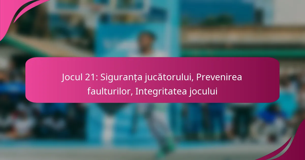 Jocul 21: Siguranța jucătorului, Prevenirea faulturilor, Integritatea jocului